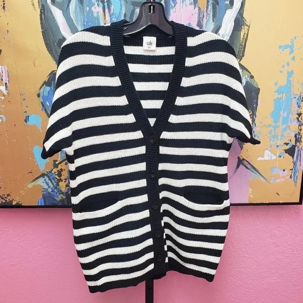 CAbi #5289 Whistle Striped Cardigan